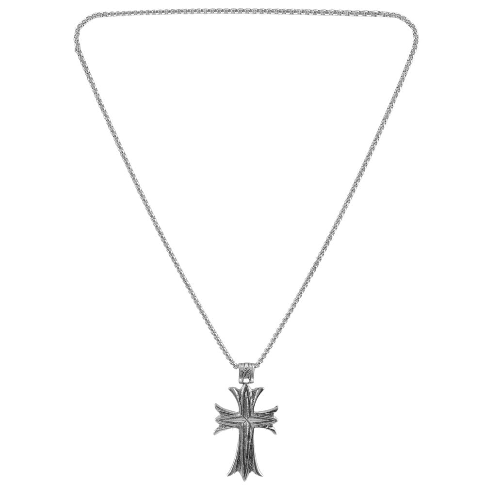 Oxidized Silver Jesus Christ Crucifix Cross Pendant Necklace image 2