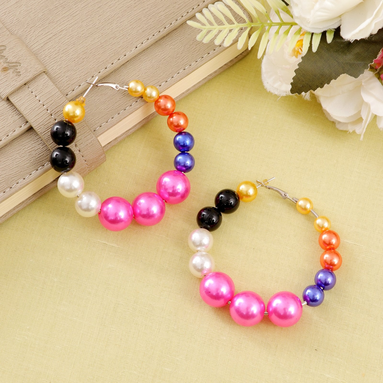 Pearl Multicolor Hoop Earrings image 2