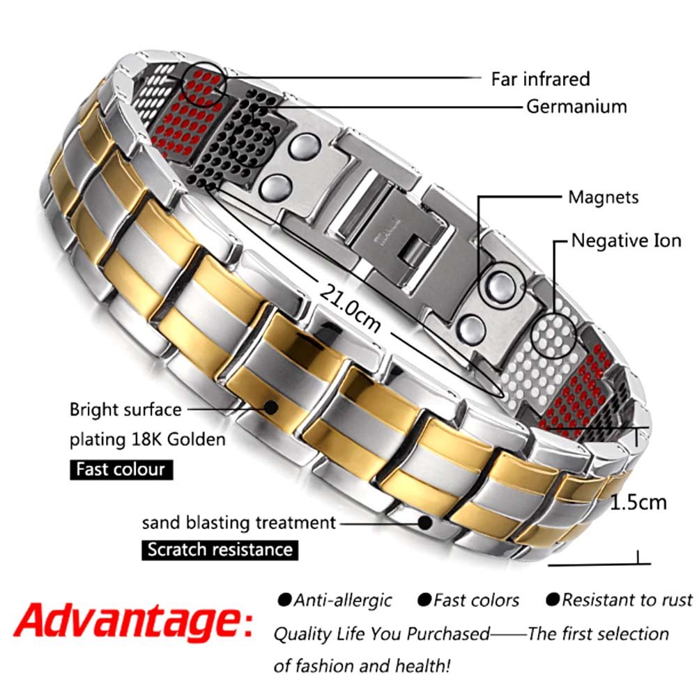 Men's Gold & Silver 4-in-1 Bio Multi-Magnet Bracelet image 7