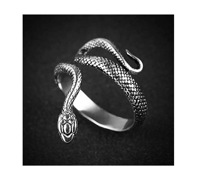 Adjustable Oxidised Silver Snake Finger Ring image 0