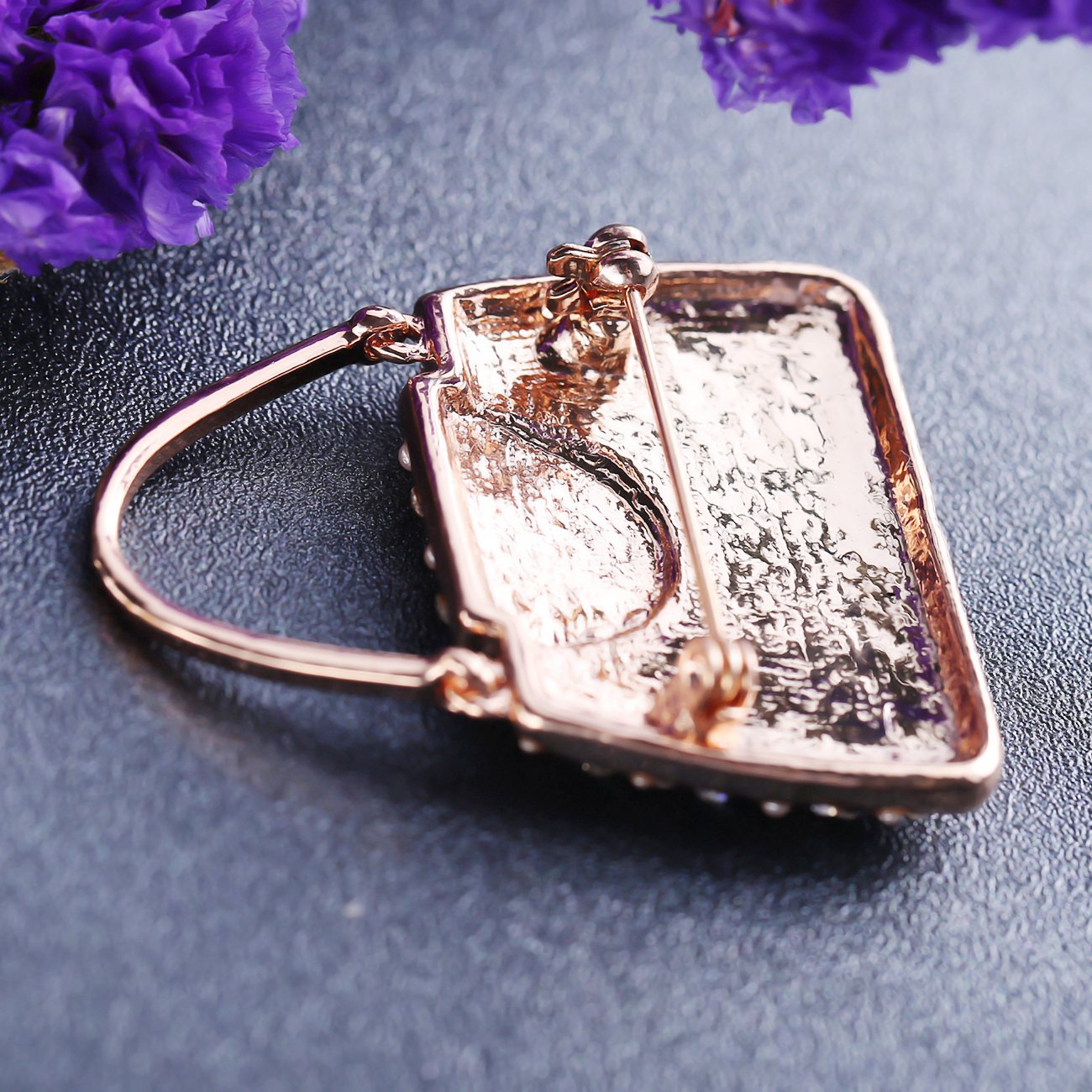 Gold-Plated Crystal Handbag Brooch Pin For Women/Girl's image 1