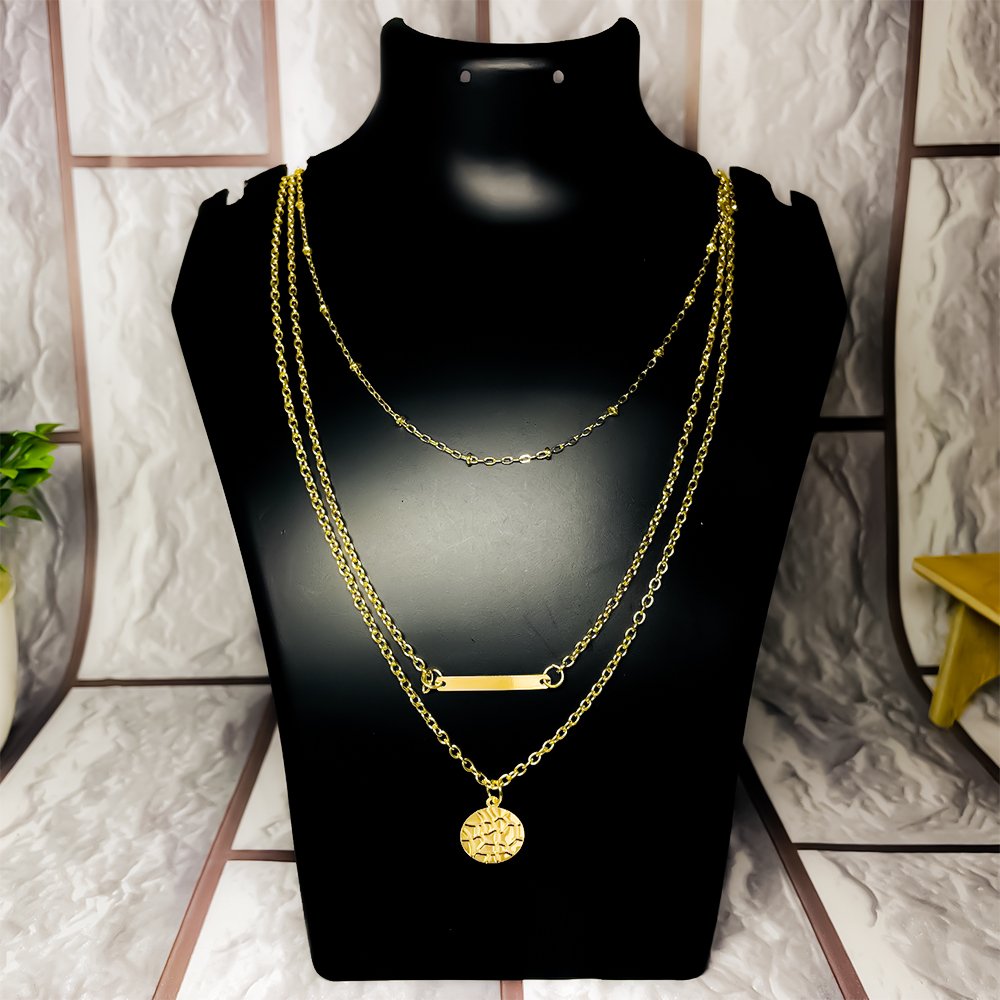 Gold-Plated Multilayer Coin Pendant Necklace image 1