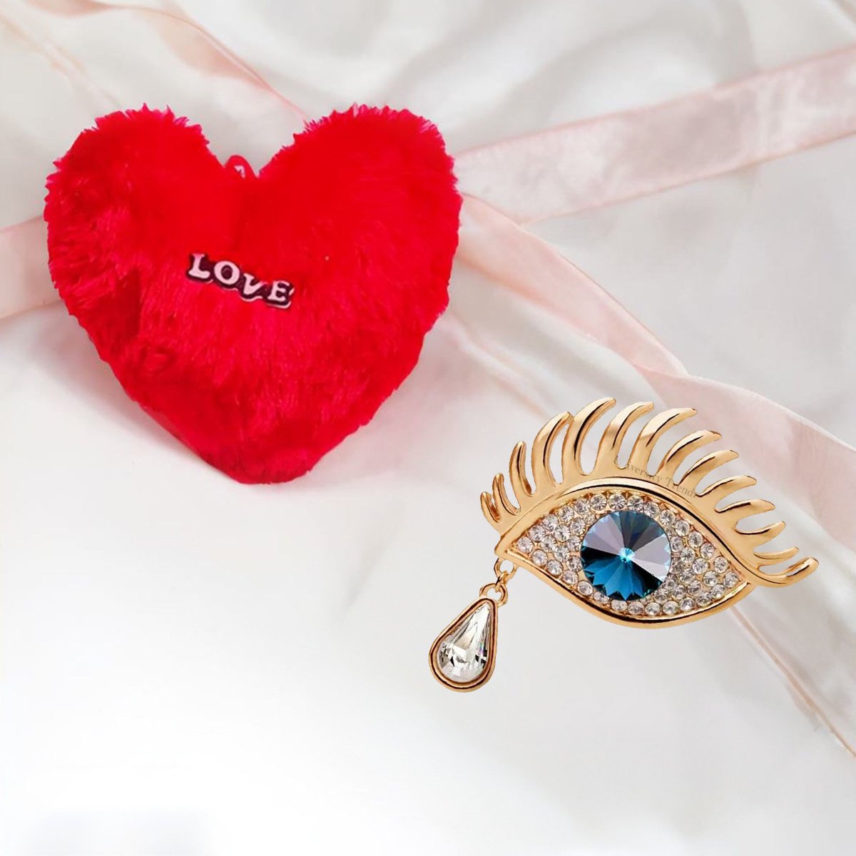 Valentine's Day Combo Set Evil Eye Brooch with Heart Pillow image 0