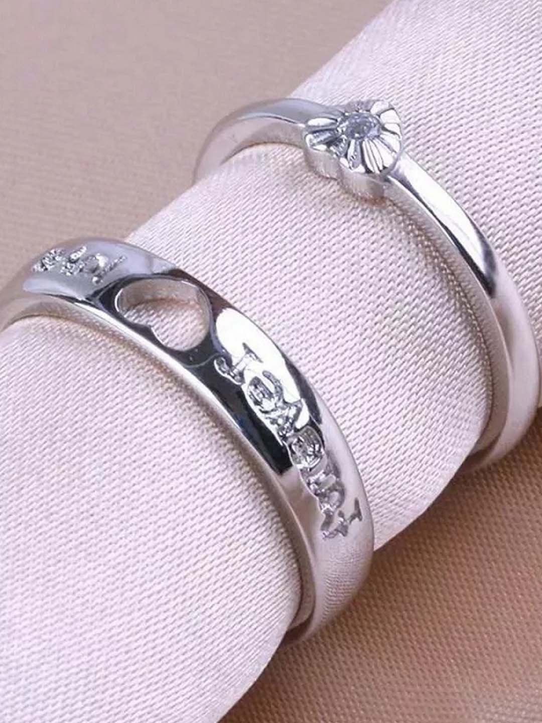Forever Love Silver-Plated Adjustable Couple Rings image 2