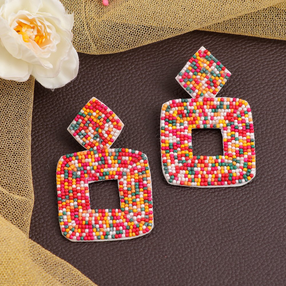 Multicolor Contemporary Beaded Drop & Dangler Earrings image 0