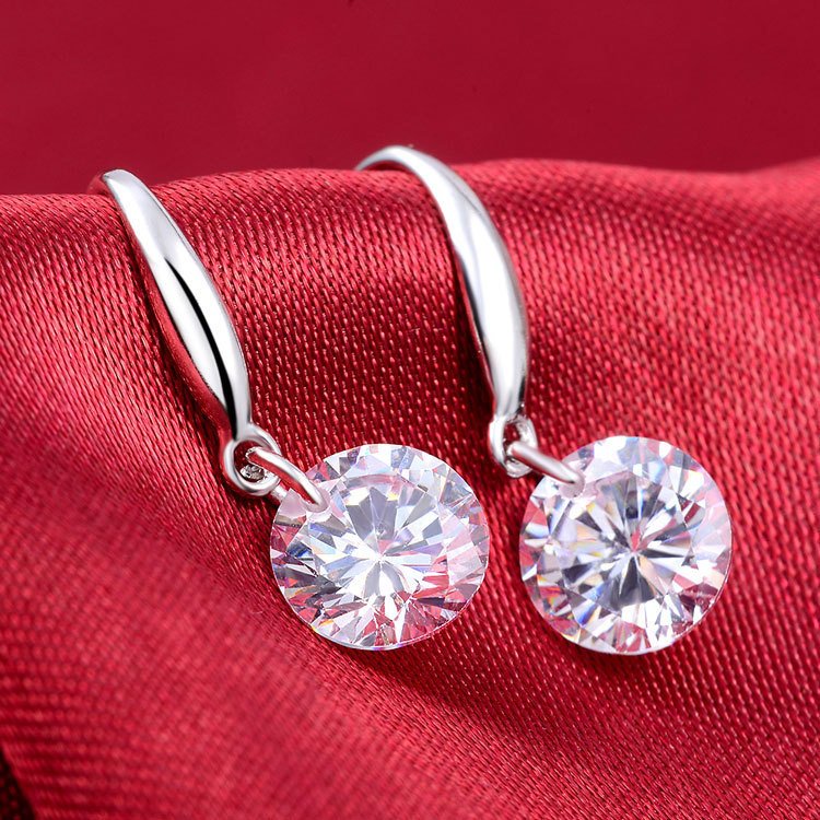 Silver-Plated Crystal Drop Earrings image 0