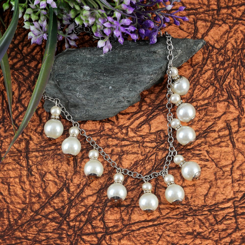 Silver-Plated White Pearl Necklace image 1