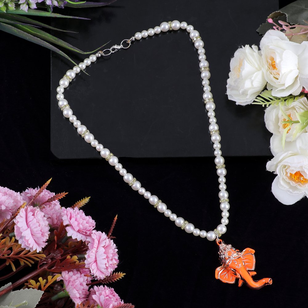 Pearl Ganesh Pendant Necklace image 1