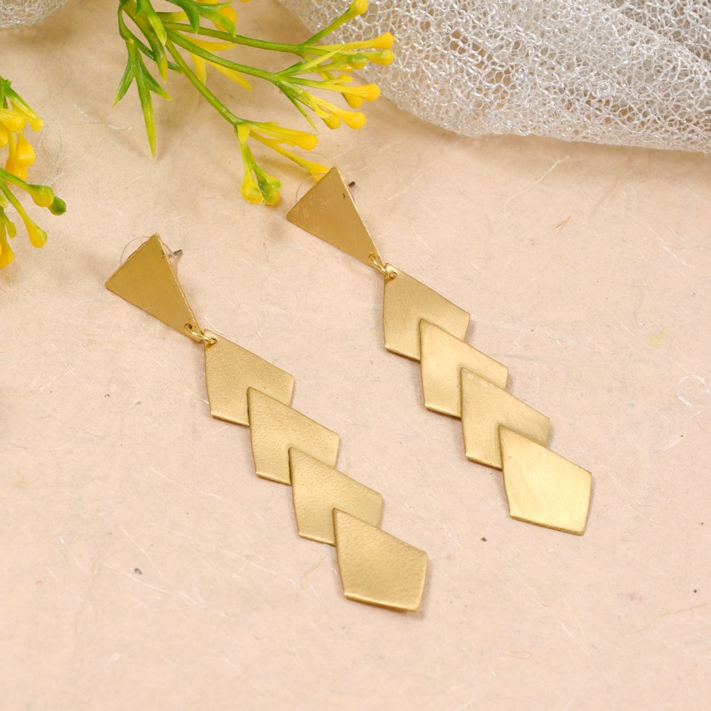 Gold Polish Demi-Fine jewelry Anti-Tarnish Waterproof Stylish Fishtail Dangle Earrings image 2