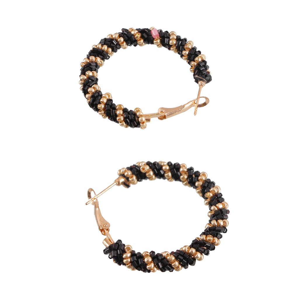 Black Beaded Hoop Earrings image 3