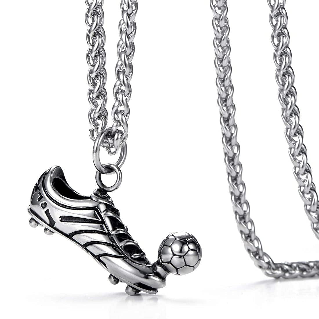 Oxidized Silver Soccer Shoes Pendant Chain Necklace image 4