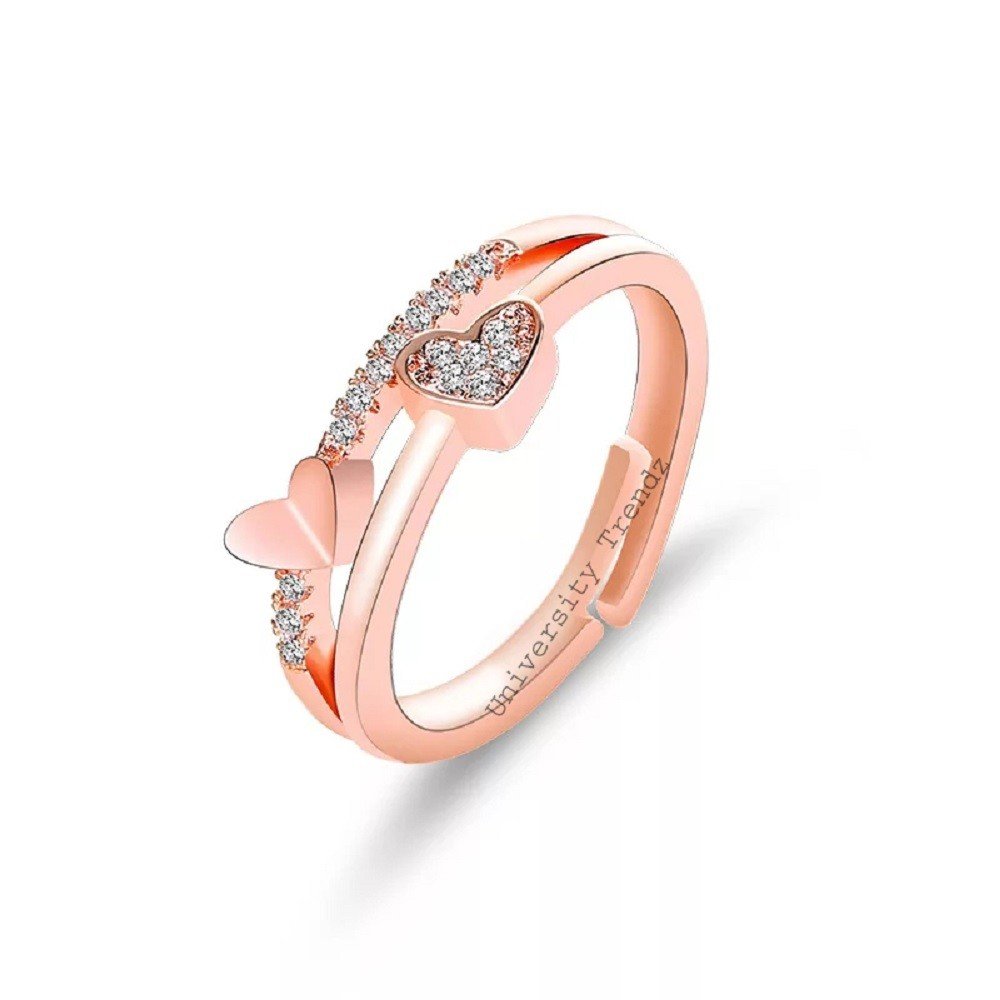 Heartbeat Harmony Crystal Couples Rings (Gold) image 0