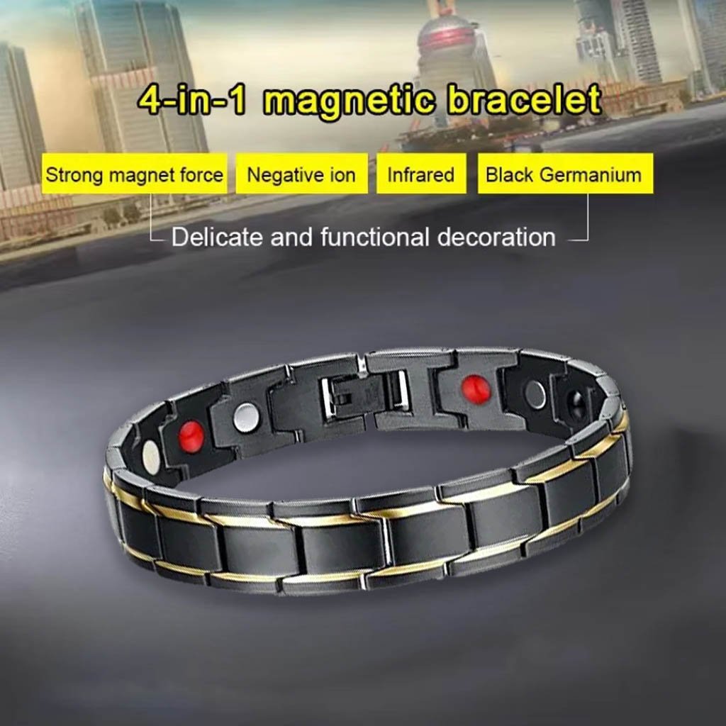 Men's Black & Gold Bio Magnetic Bracelet image 3