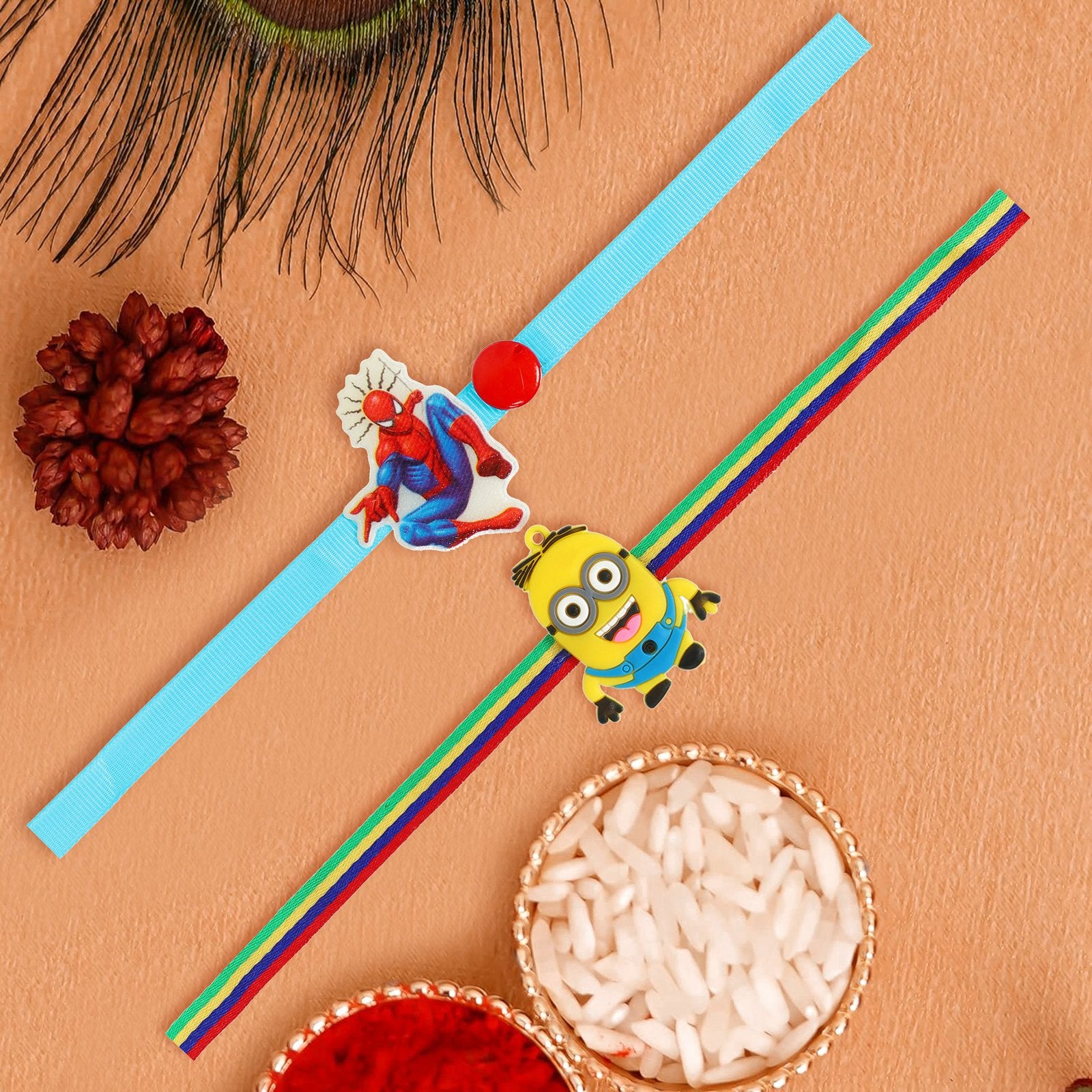 Combo Set of 2 Spinder & Minions Kids Rakhi image 1