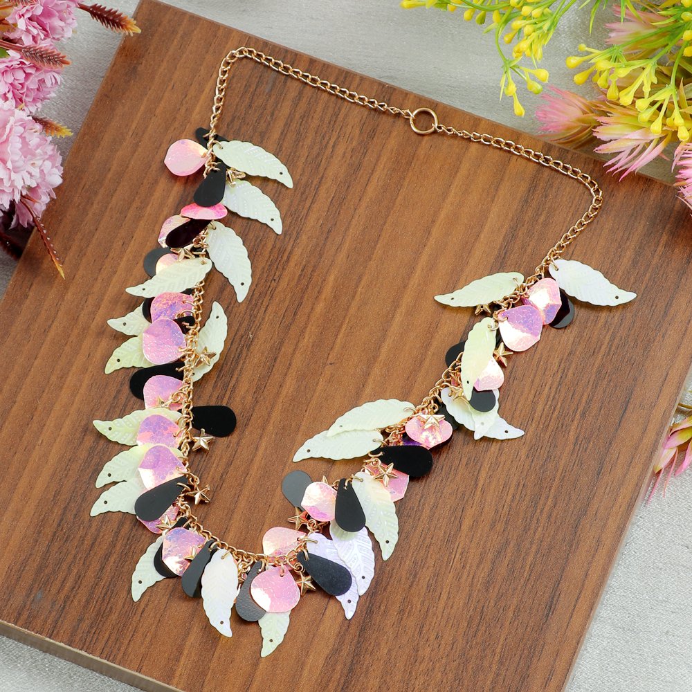 Elegant Multicolor Layered Leaf Necklace image 2