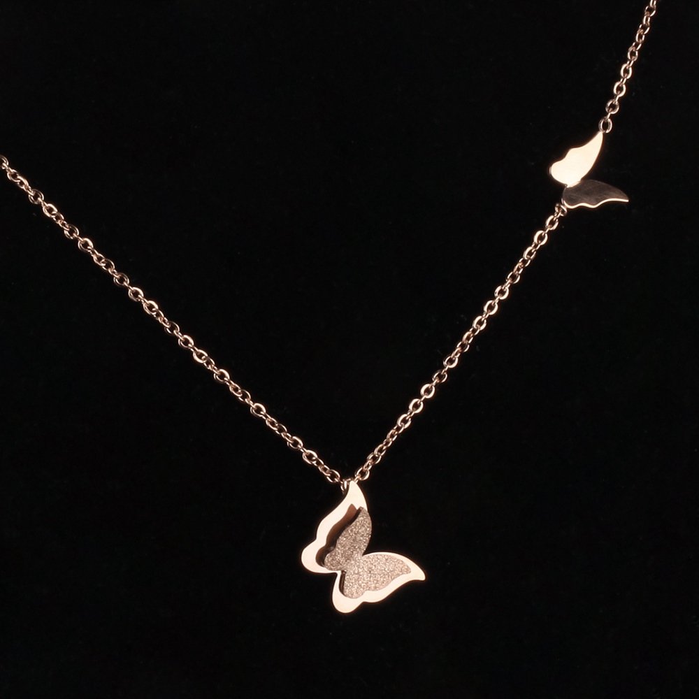Gold-Plated Double Butterfly Pendant Necklace for Women/Girls image 4