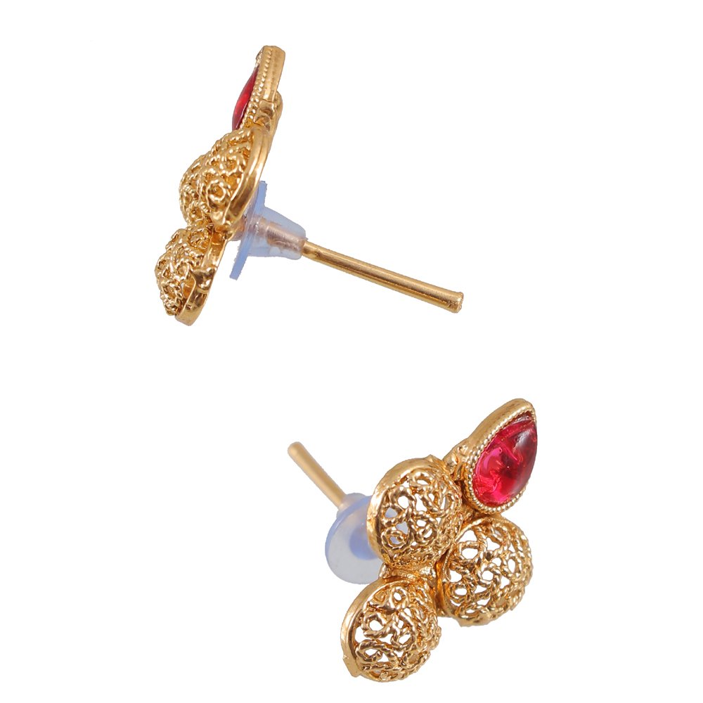 Ethnic Gold-Plated Red Stone Maharastrian Choker Jewellery Set image 5