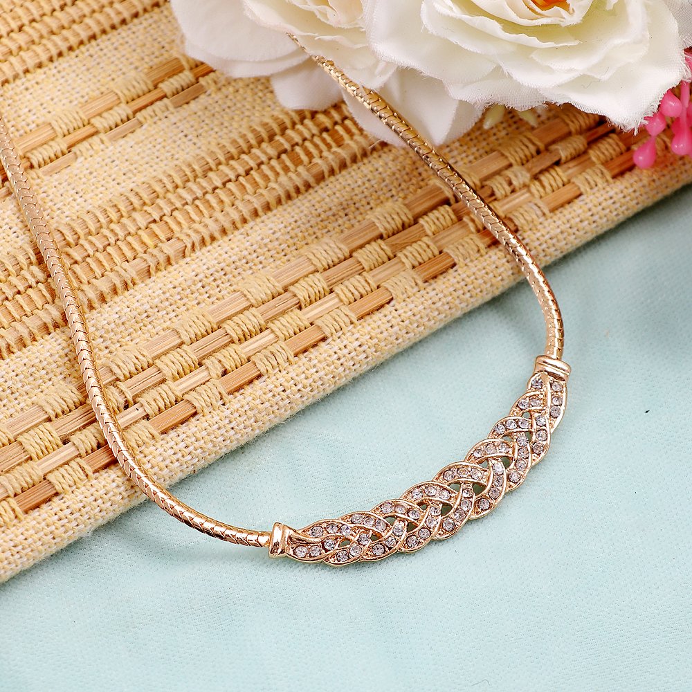 Gold-Plated Contemprorary Crystal Zig-Zag Necklace image 1