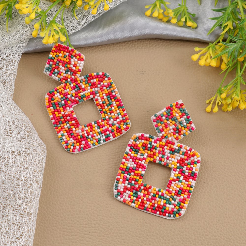 Multicolor Contemporary Beaded Drop & Dangler Earrings image 3