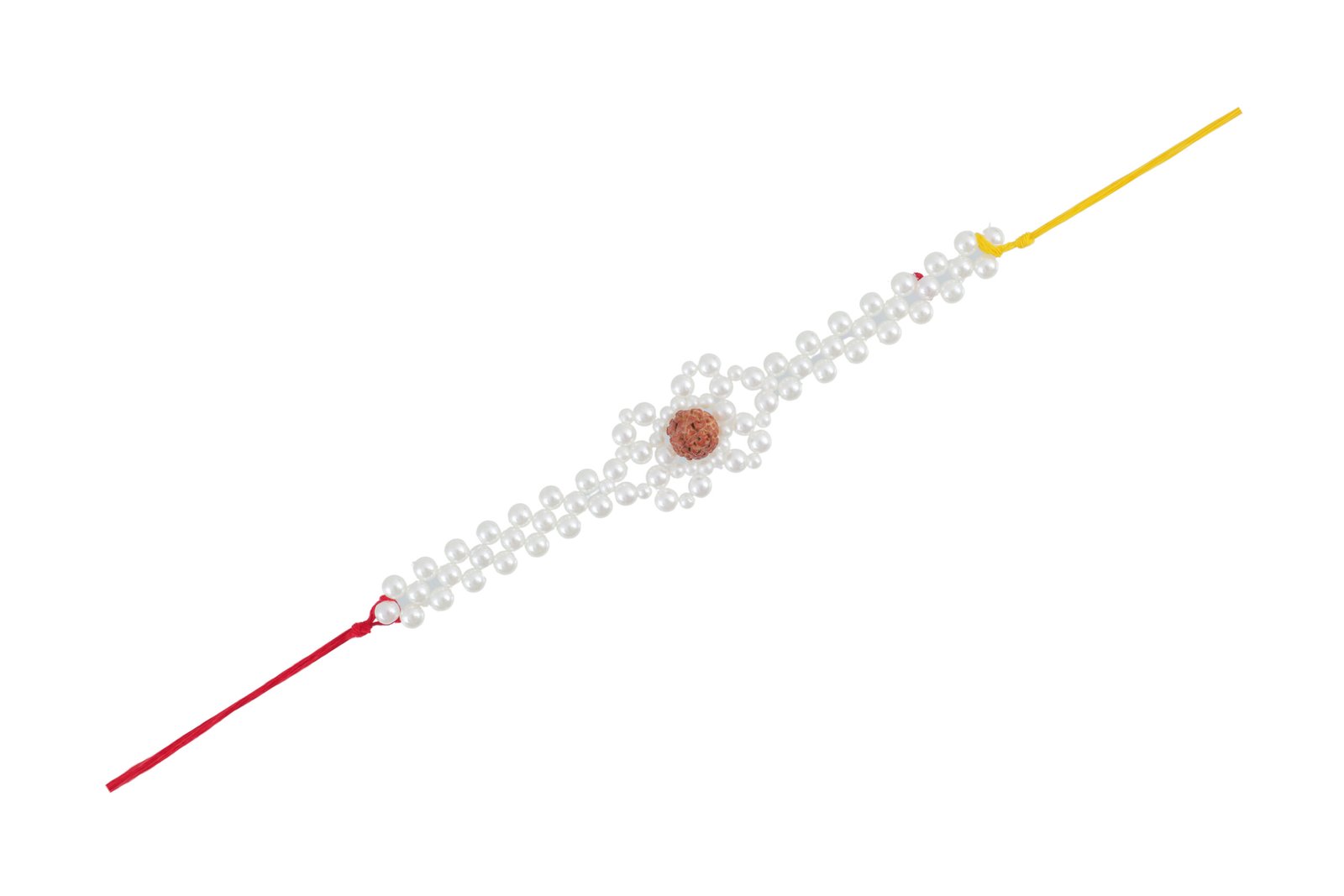 Handcrafted Pearl & Rudraksh Rakhi-Bracelet image 3