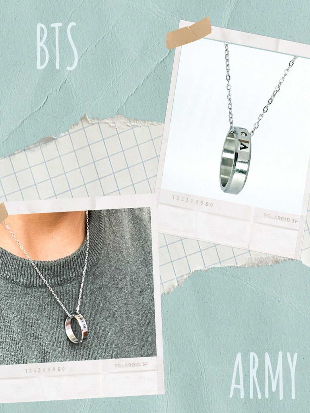 BTS V Kpop Silver-Plated Necklac Pendant Chain image 0