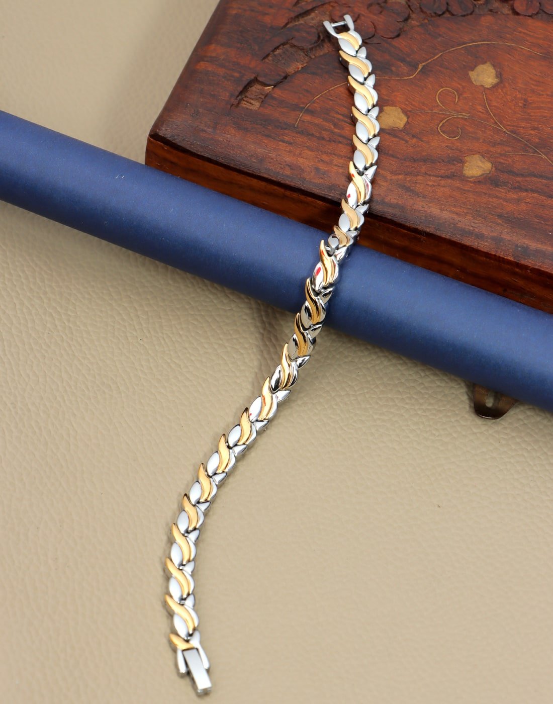 Bio Magnetic Health Bracelet with Leaf Charm Design image 1