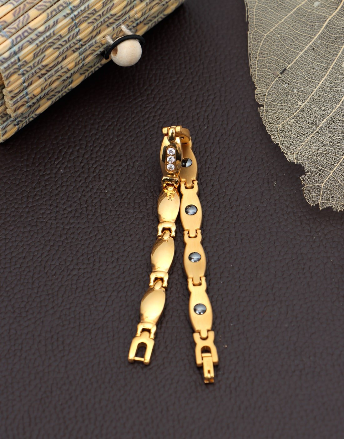 Gold Plated Bio Magnetic Bracelet with Adjustable Link Chain image 0