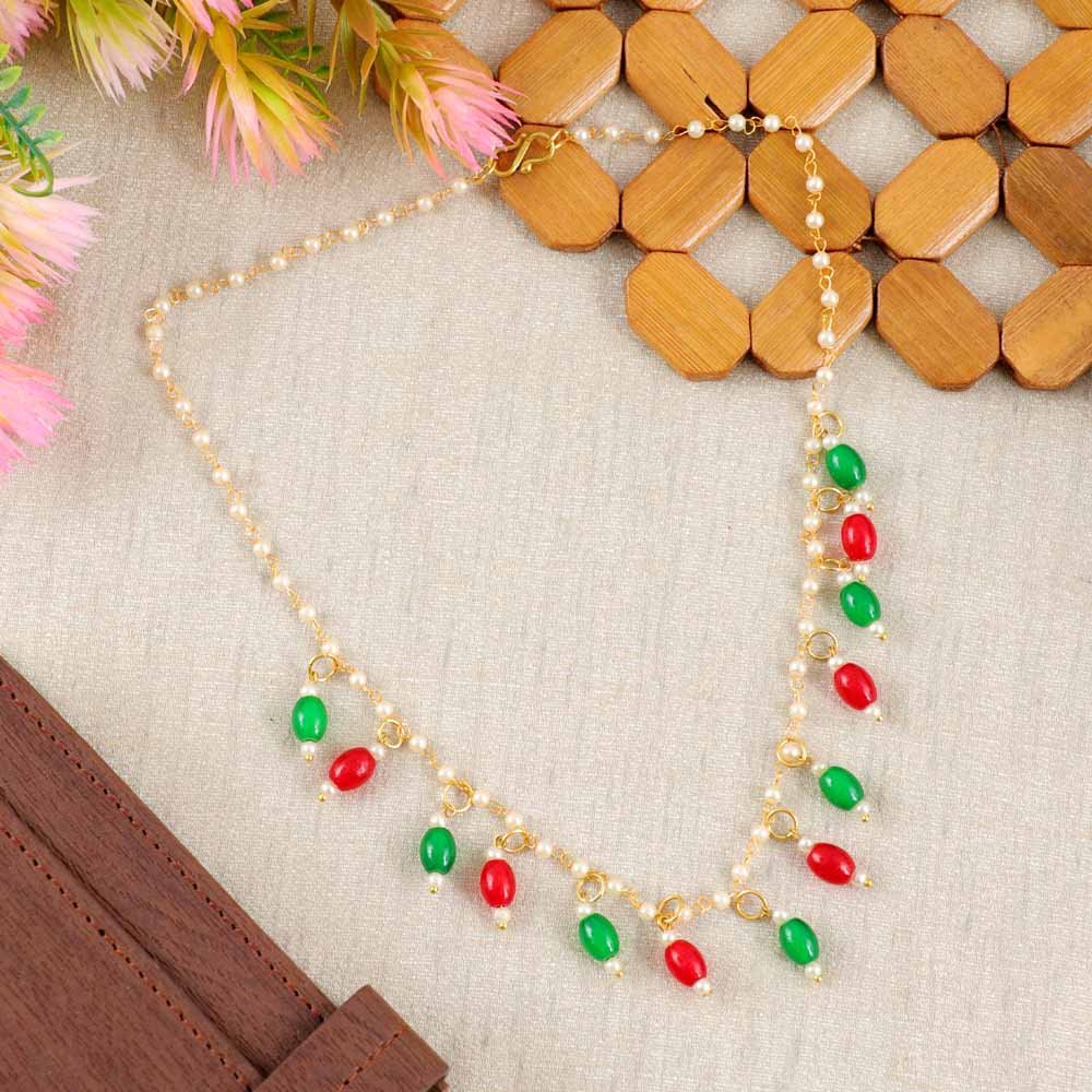 Gold-Toned Multicolor Pearl Beads Necklace image 2