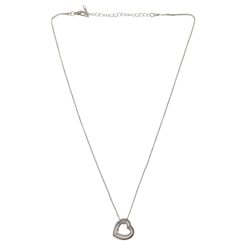 Double Silver-Plated Crystal Heart Pendant Necklace image 3