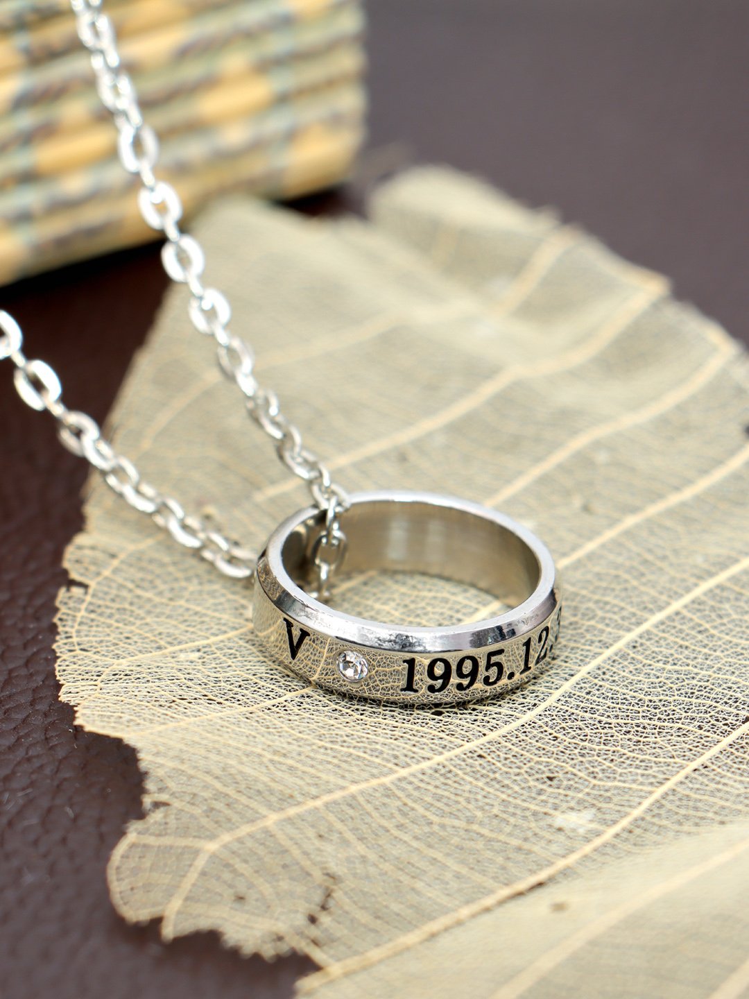 BTS V Kpop Silver-Plated Necklac Pendant Chain image 1