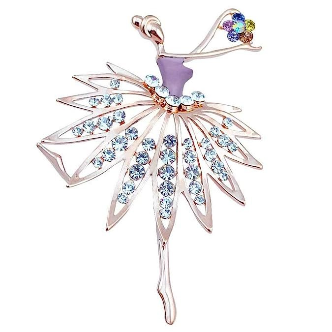 Sparkling Gold-Plated Crystal Ballet Purple Dancing Girl Brooch for Women/Girls image 2