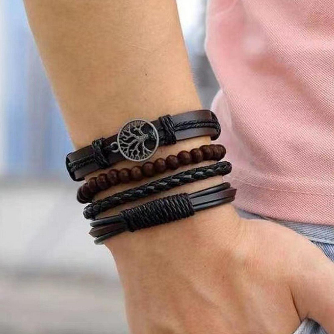 Men's Multicolor Wrap Bracelet Set Set 4 image 2