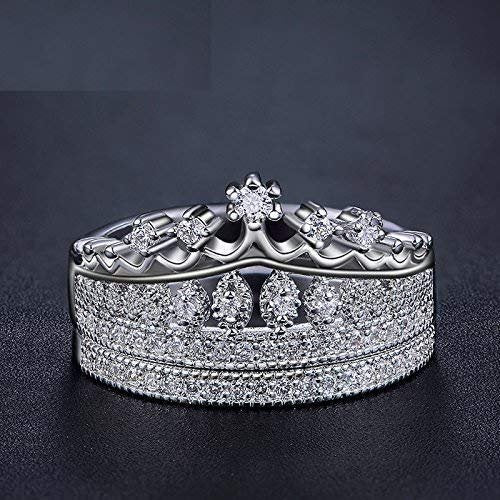 Silver-Plated White Crystal Queen Crown Ring image 0