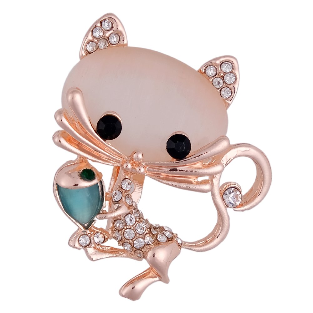 Gold-Plated Adorable Fish and Catchy Cat Brooch for Women/Girls image 4