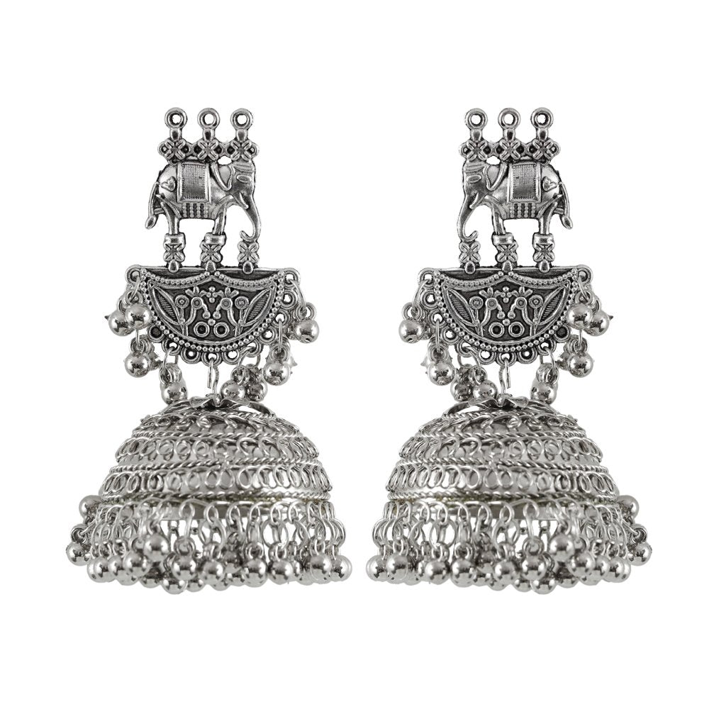 Oxidized Silver Banjara Jhumka Earrings image 3