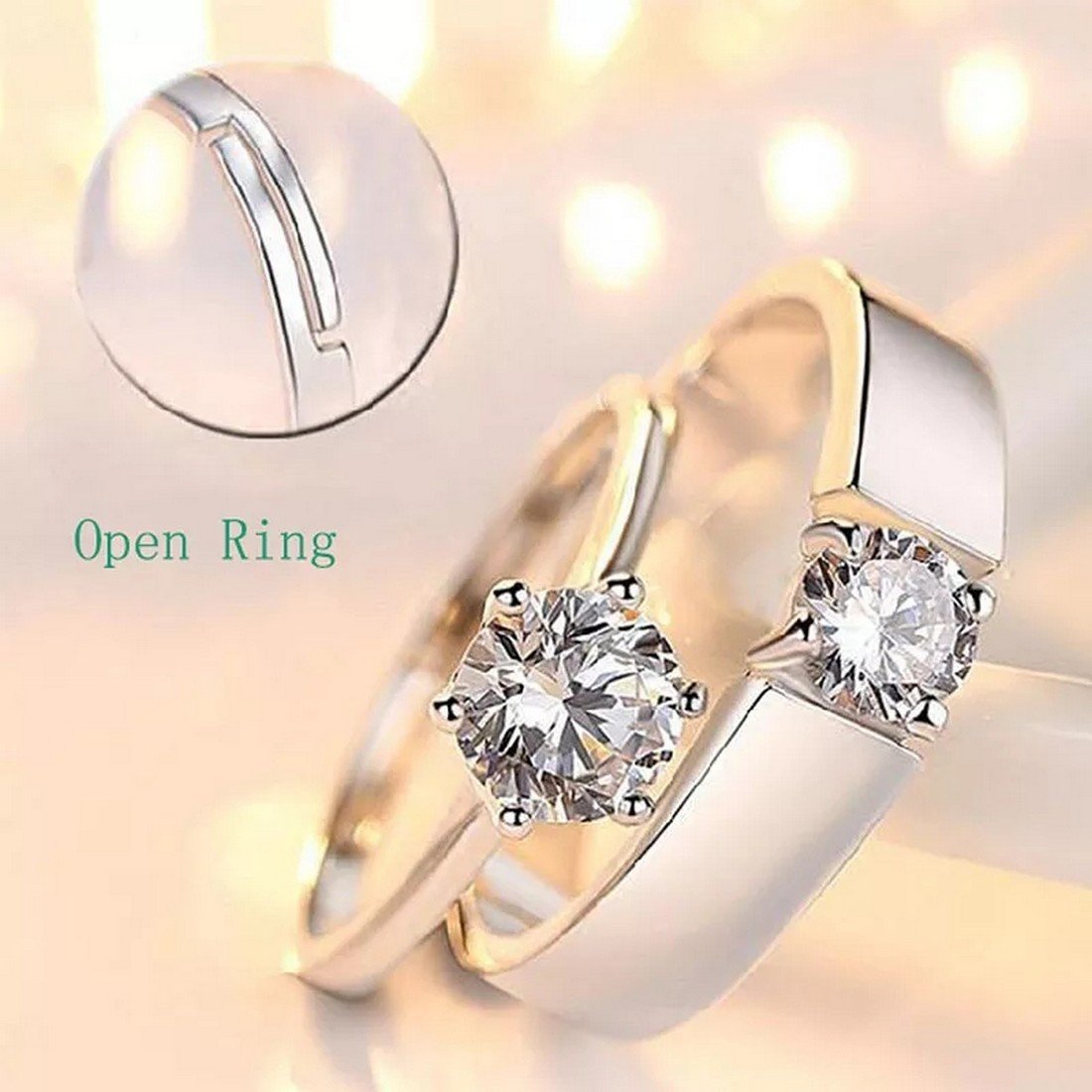 Crystal Embrace Duo Couple Rings image 2