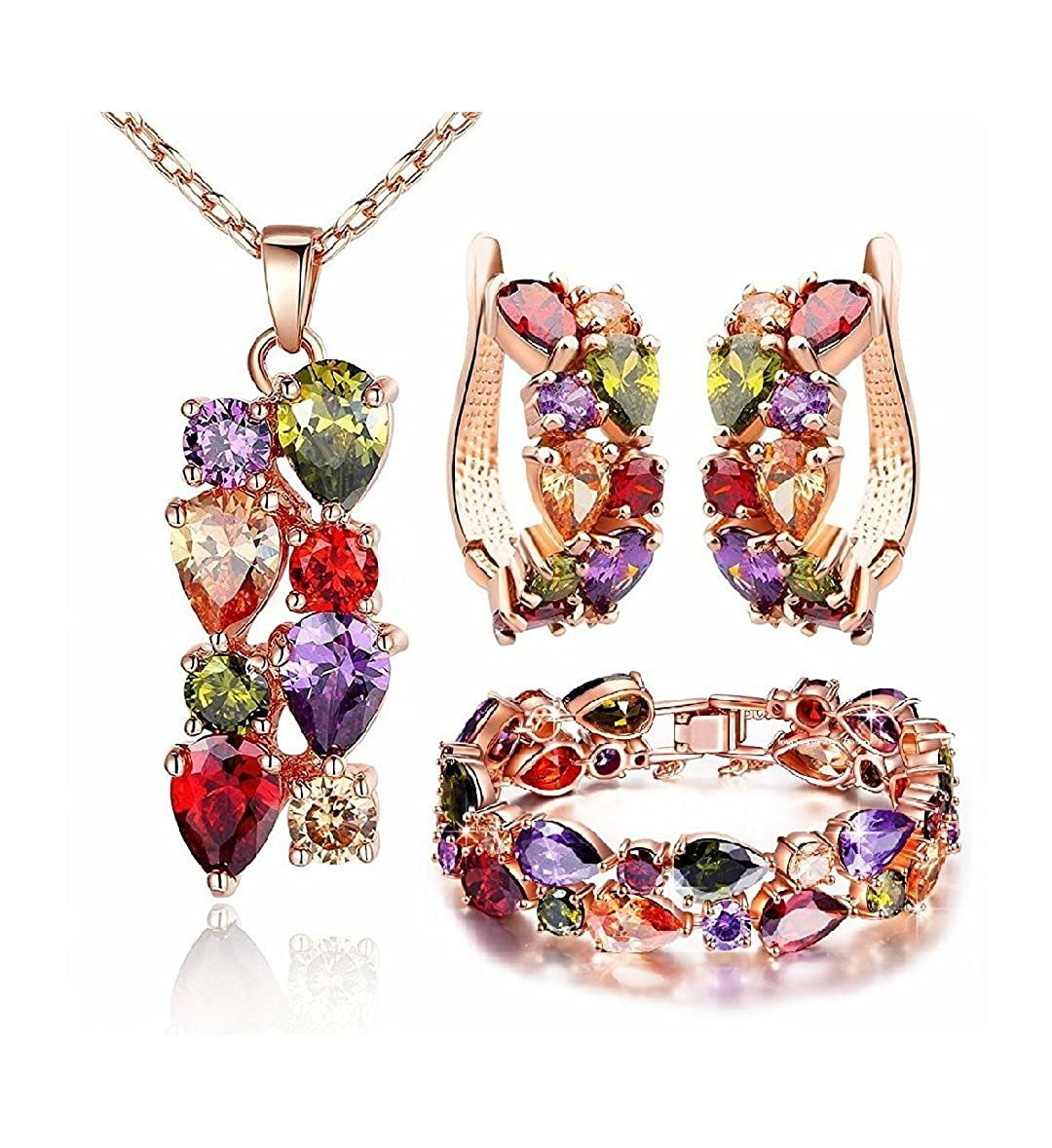Multi-Coloured Stone Studded Jewellery Set image 0