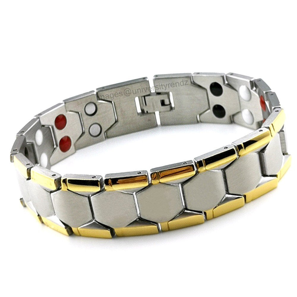 Silver with Golden Lining Bio-magnetic Bracelet image 0