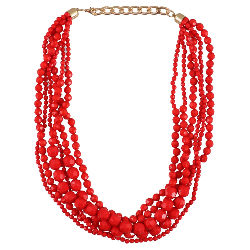 Red Beaded Pearl Necklace for Women/Girls image 3