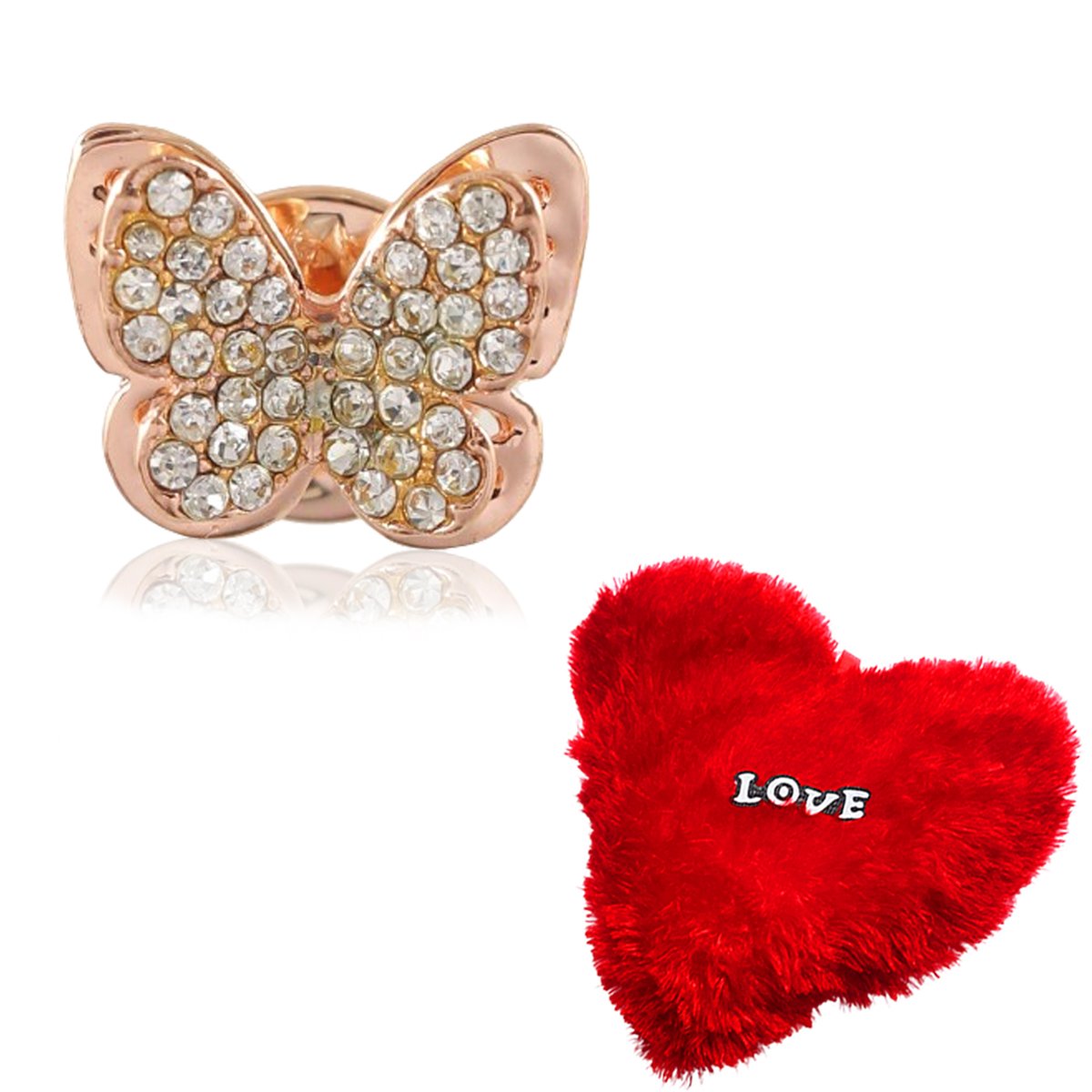 Valentine's Day Combo Set Butterfly Brooch with Heart Pillow image 1