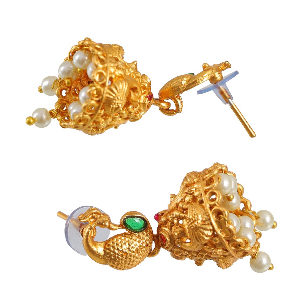 Gold-Plated Divine Lakshmi Peacock Long Necklace Set image 5