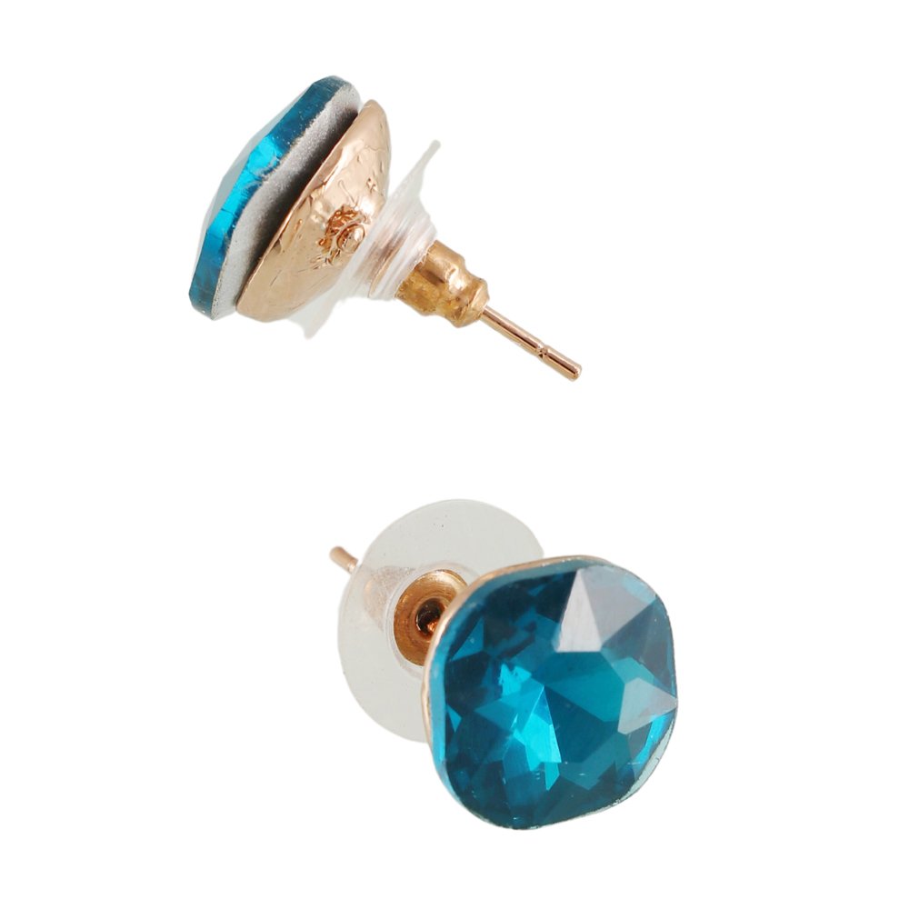 Gold-Plated Blue Crystal Stud Earrings image 1