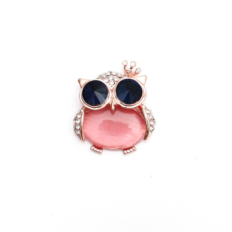 Gold-Plated Blue-Eyed Cute Small Owl Brooch For Women/Girl's image 4