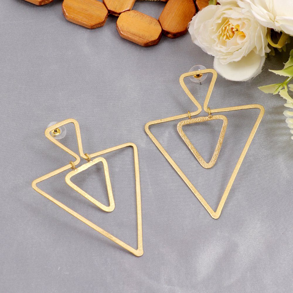 Demi-Fine Jewelry Gold Polish Triangle Studs Waterproof Anti-Tarnish Stainless Steel Dangle Earrings image 0