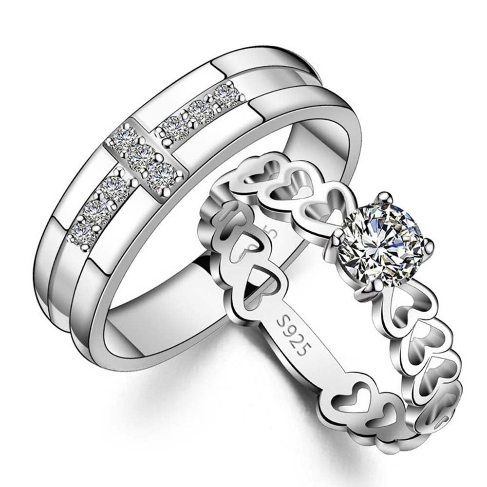 Crystal Embrace Duo Couple Rings image 0