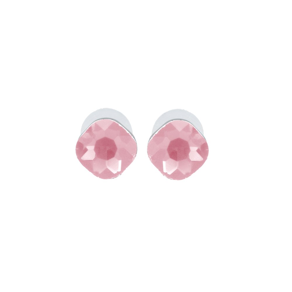 Silver-Plated Light-Pink Crystal Studs Earrings image 3