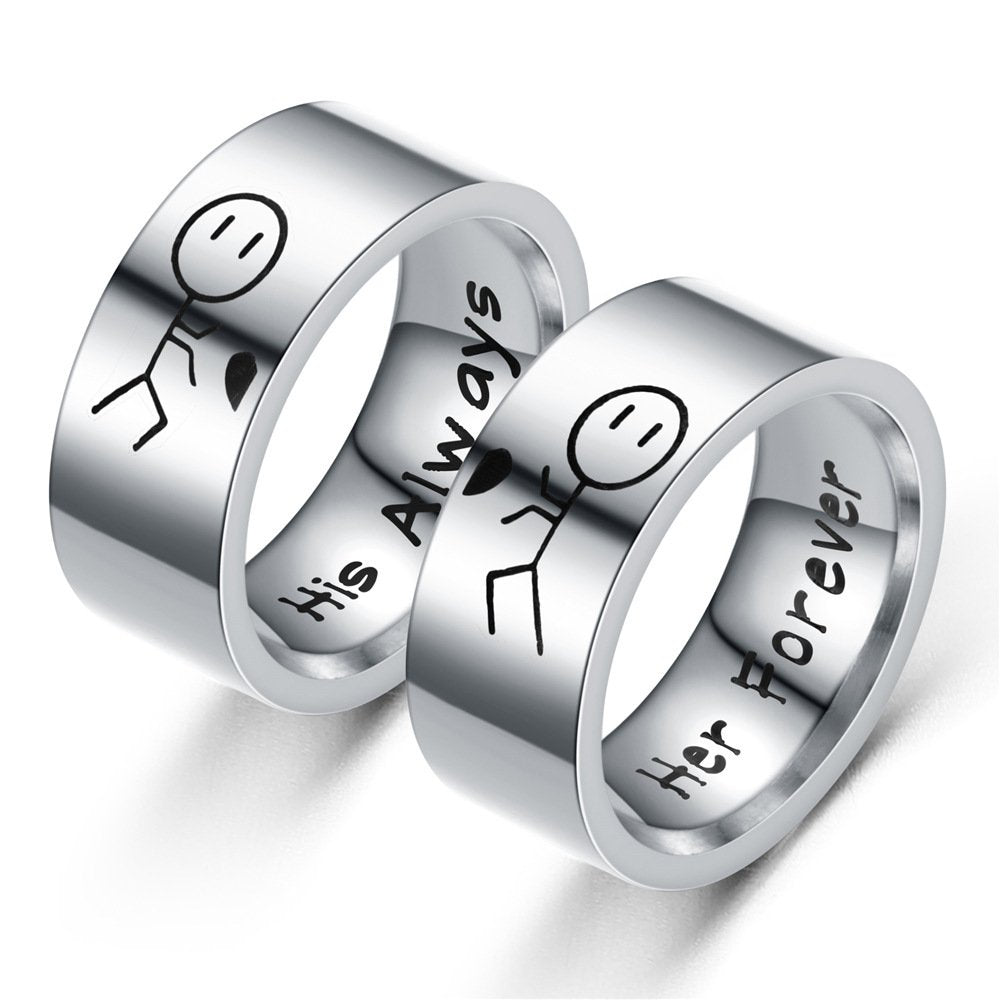 Silver-Plated Promise Couple Ring Set image 2