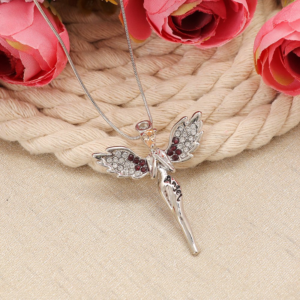 Sterling Silver-plated Marron Crystal Pendant Necklace image 0