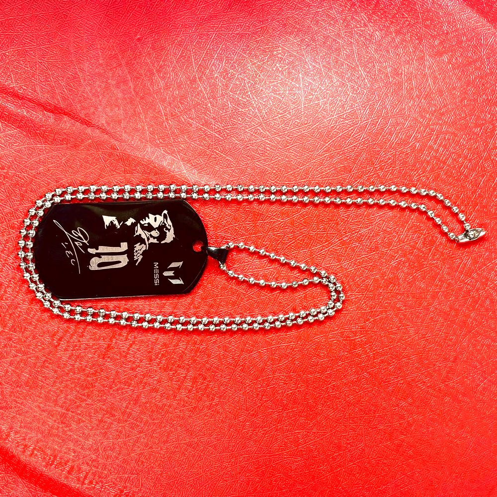 Black Messi Signature Pendant Chain Necklace for Men and Women image 1