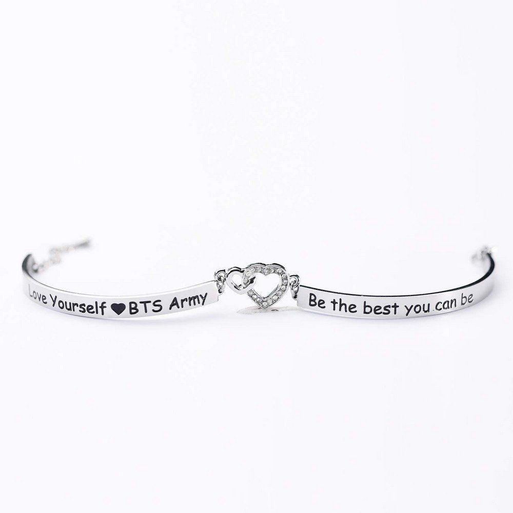 Silver-Plated Dual Heart Bracelet with Crystals image 0